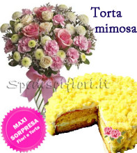 torta-mimosa-roselline-rosa-fiori-misti